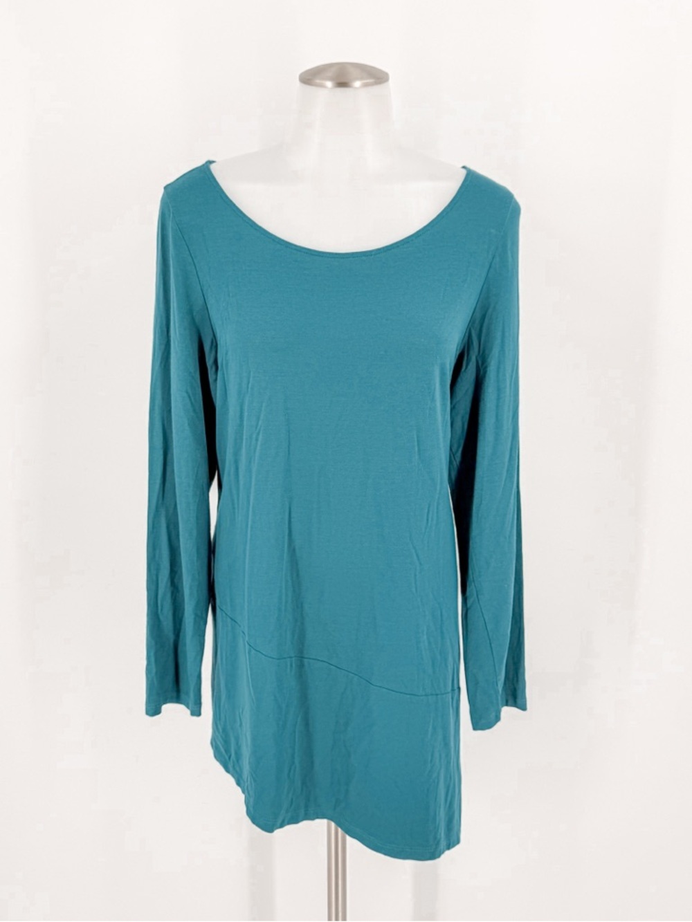 Eileen Fisher Teal Long-Sleeve Scoop Neck Tunic